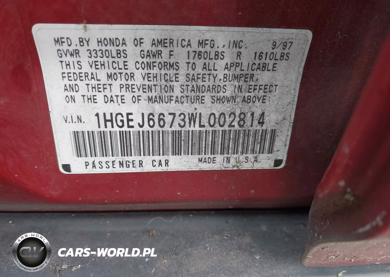 1998 Honda Civic Lx VIN:1HGEJ6673WL002814 - 9