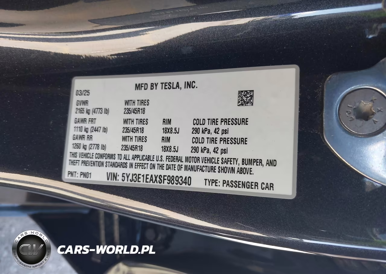 2025 Tesla Model 3 Long Range Rear-Wheel Drive-Standard Rear-Wheel Drive VIN:5YJ3E1EAXSF989340 - 9