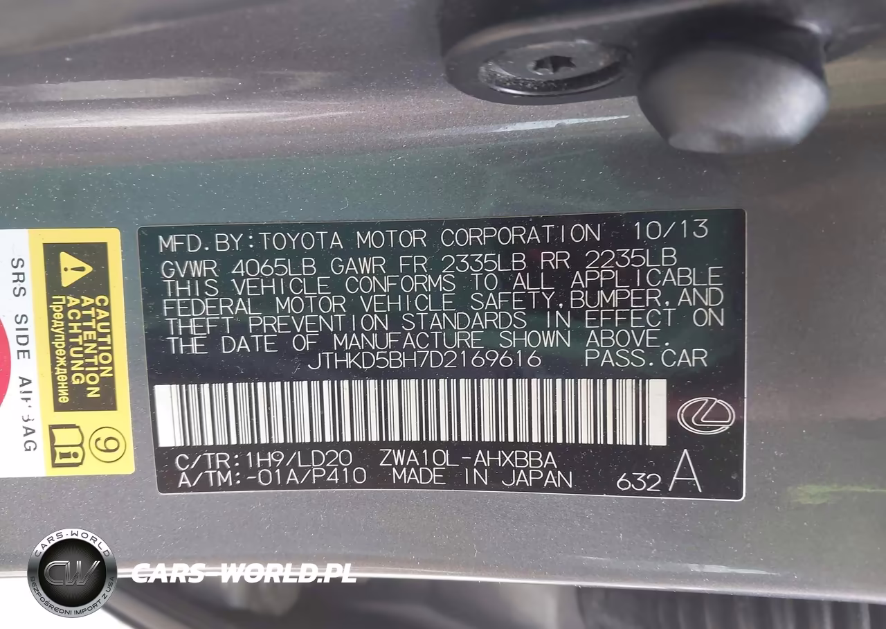 2013 Lexus Ct 200H VIN:JTHKD5BH7D2169616 - 9