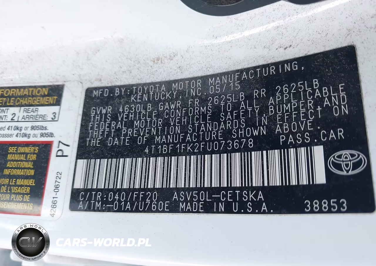 2015 Toyota Camry Se VIN:4T1BF1FK2FU073678 - 9