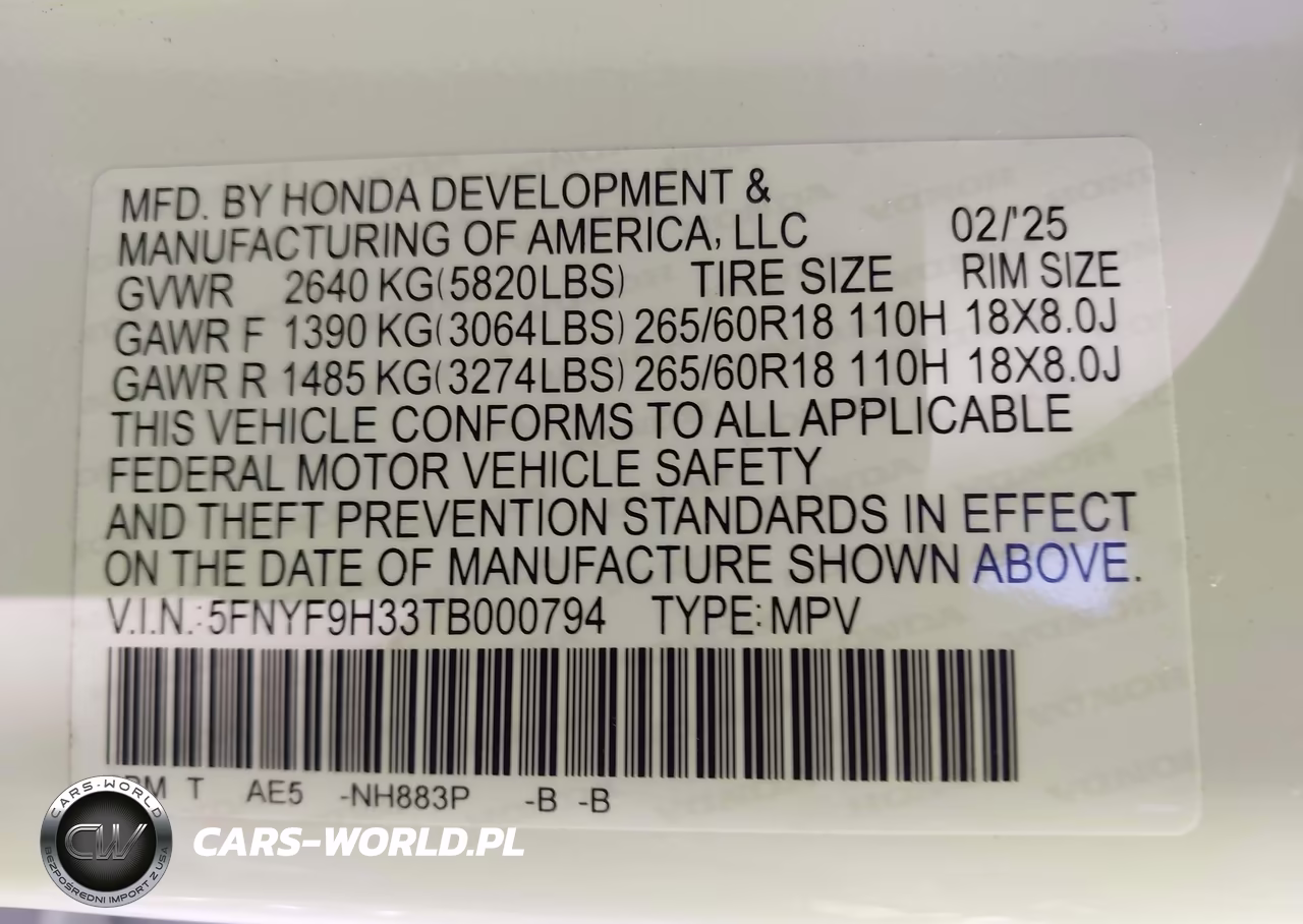 2026 Honda Passport Awd Rtl-Awd Rtl Blackout-Awd Rtl Towing VIN:5FNYF9H33TB000794 - 9