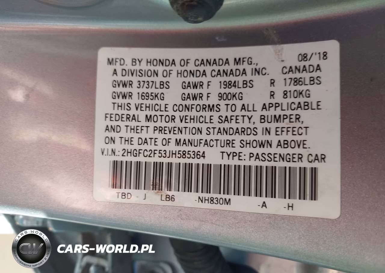2018 Honda Civic Lx VIN:2HGFC2F53JH585364 - 9