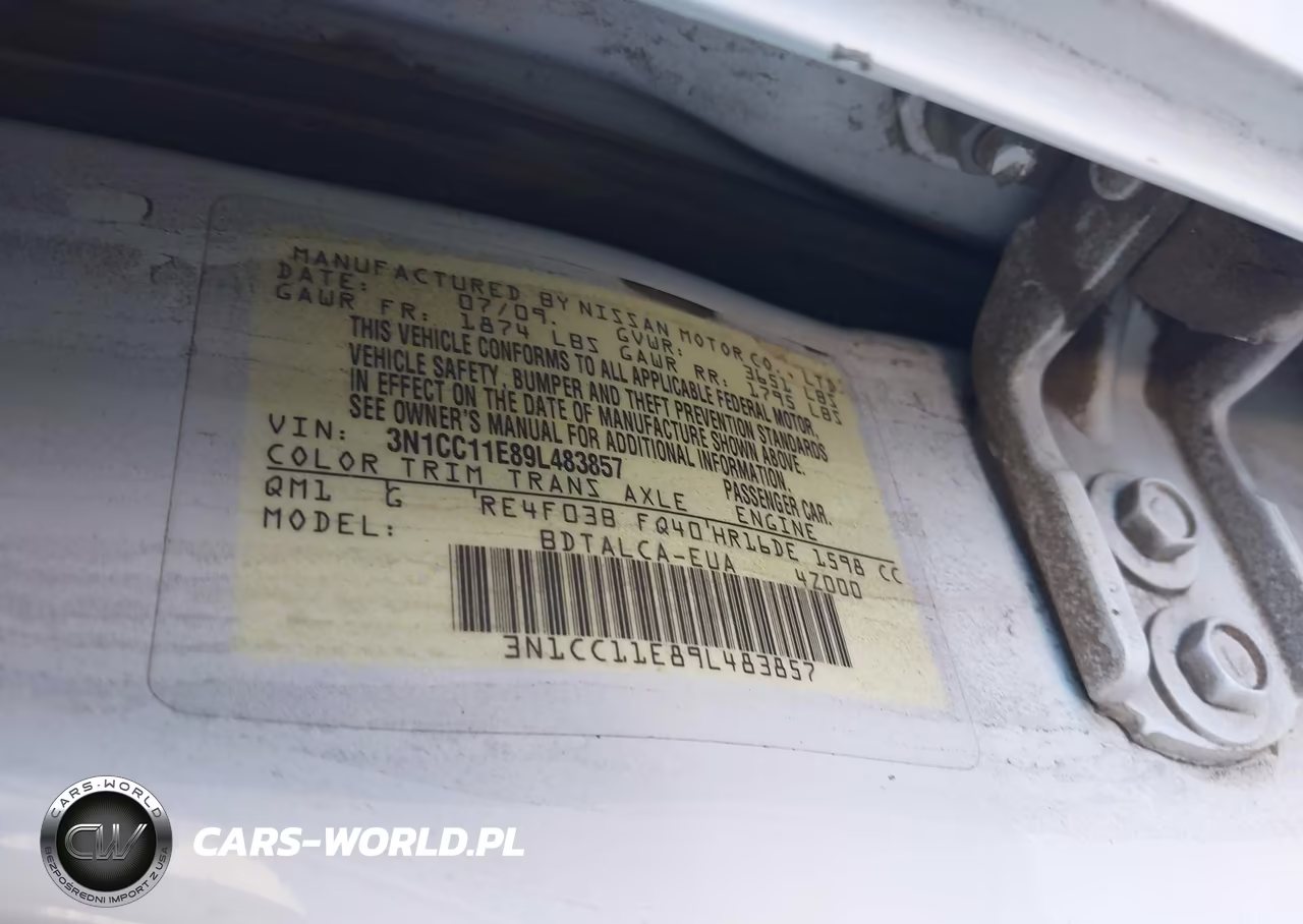 2009 Nissan Versa 1.6 VIN:3N1CC11E89L483857 - 9
