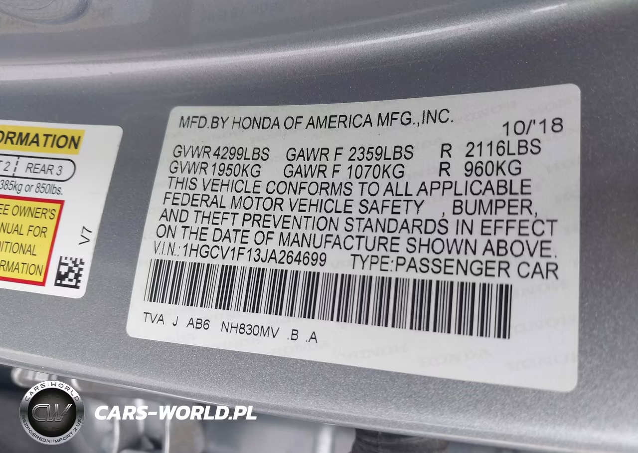 2018 Honda Accord Lx VIN:1HGCV1F13JA264699 - 9