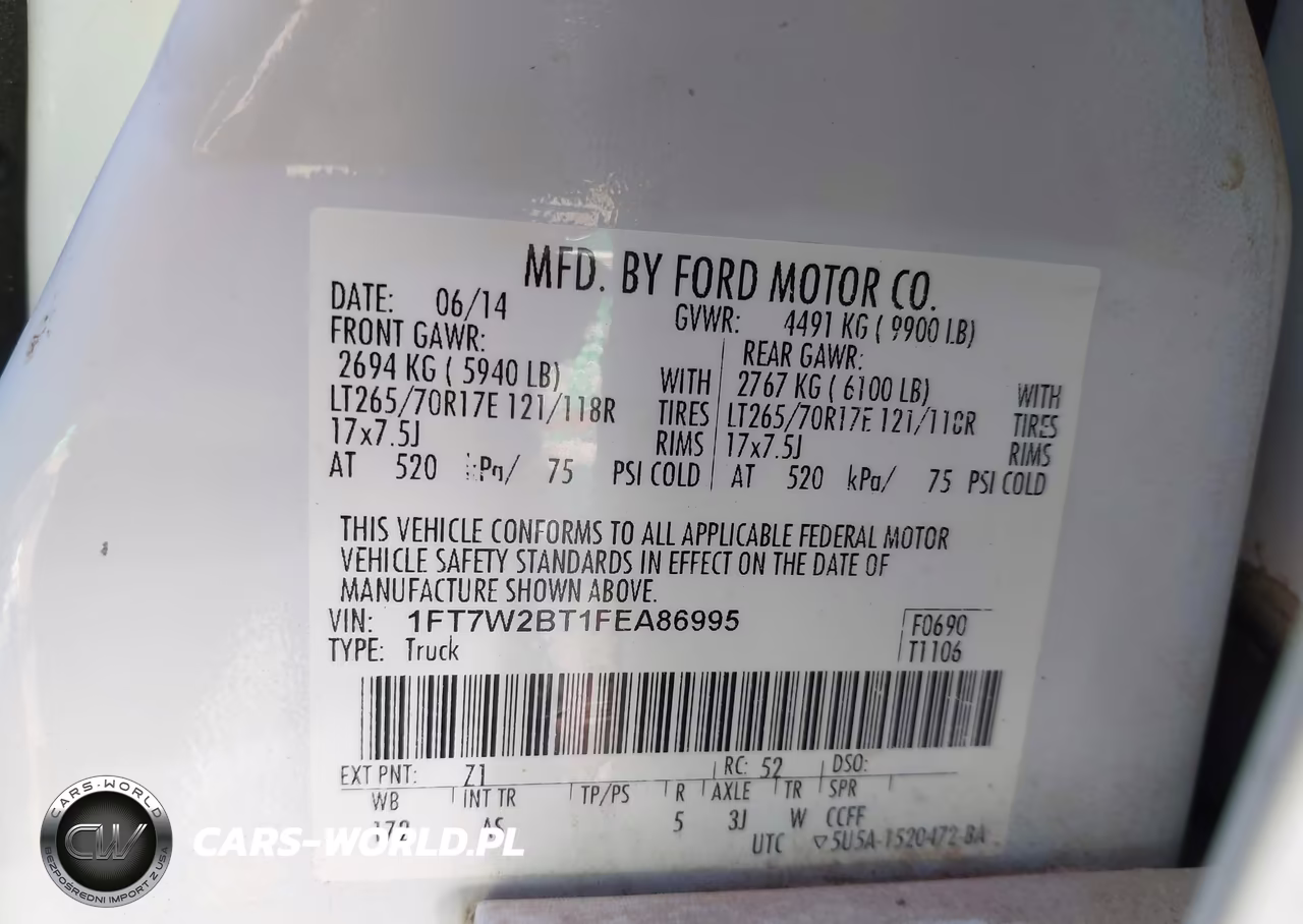 2015 Ford F-250 Xl VIN:1FT7W2BT1FEA86995 - 9