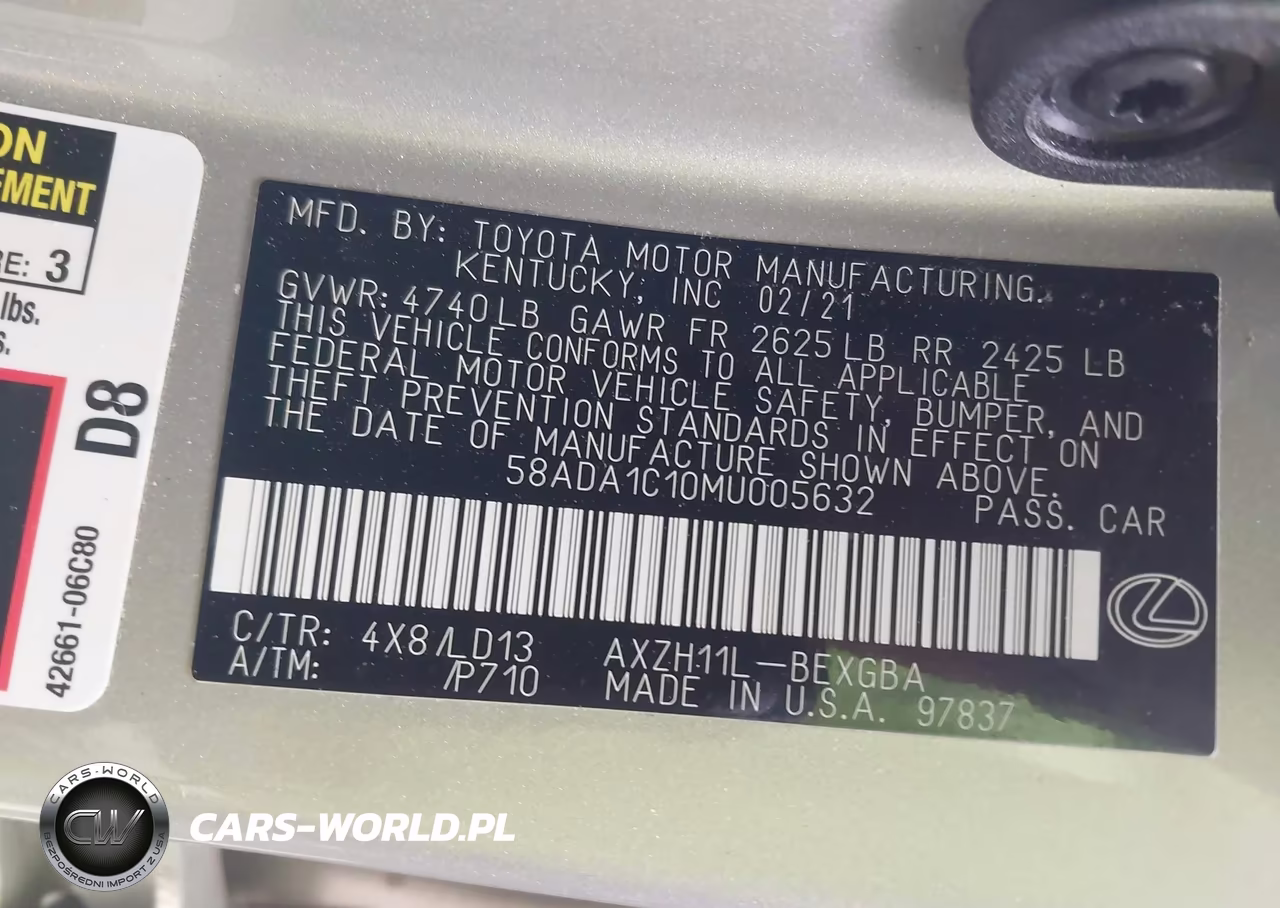2021 Lexus Es 300H VIN:58ADA1C10MU005632 - 9