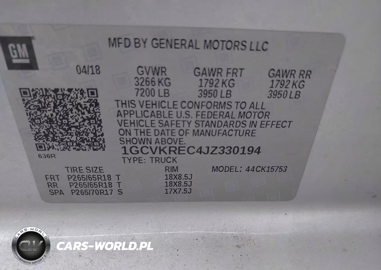 2018 Chevrolet Silverado 1500 2Lt VIN:1GCVKREC4JZ330194 - 9
