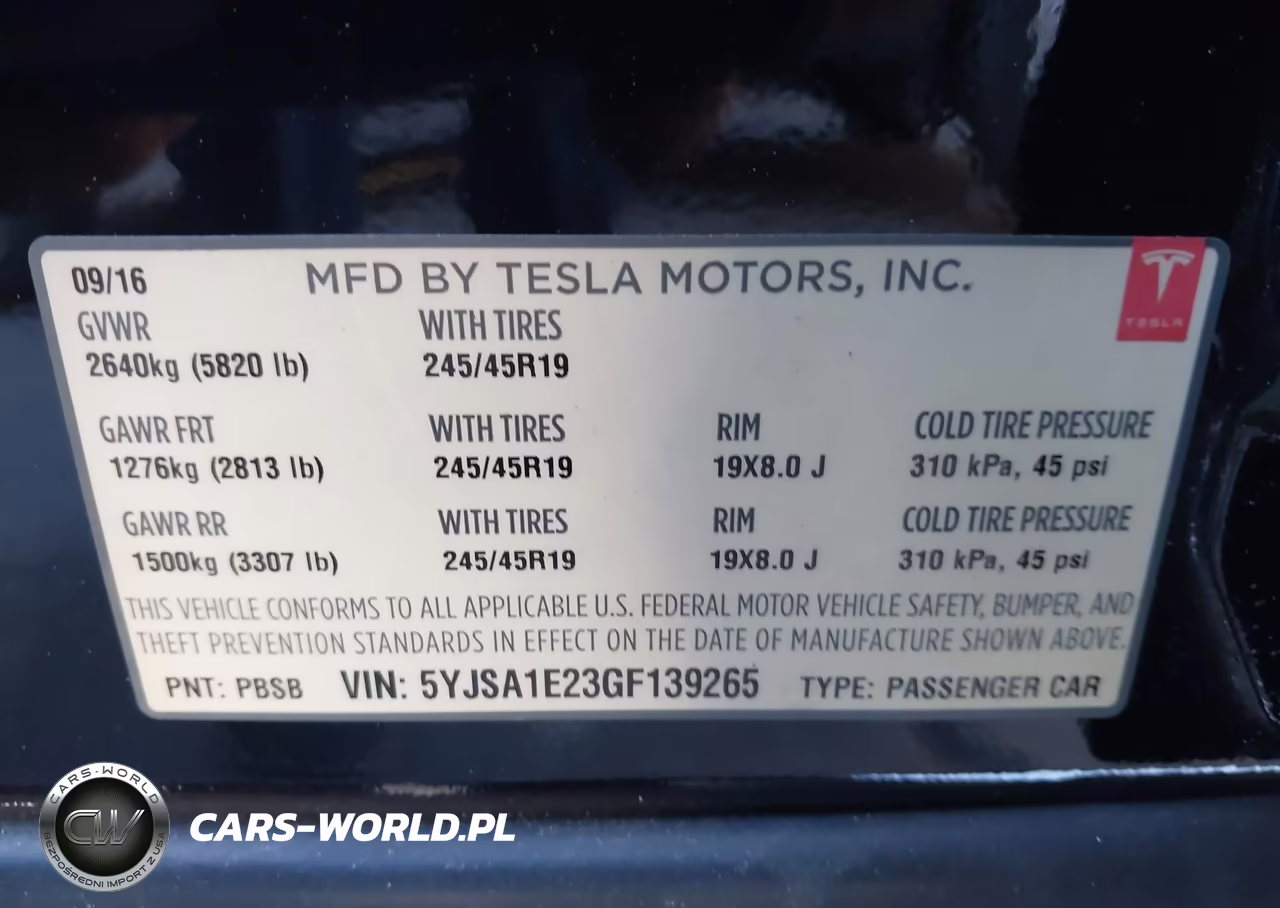 2016 Tesla Model S 60D-70D-75D-85D-90D VIN:5YJSA1E23GF139265 - 9