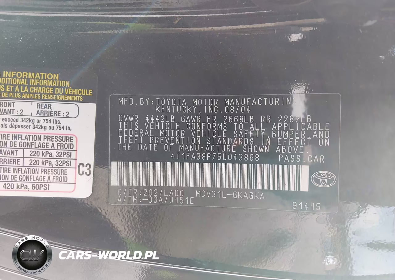2005 Toyota Camry Solara Sle VIN:4T1FA38P75U043868 - 9