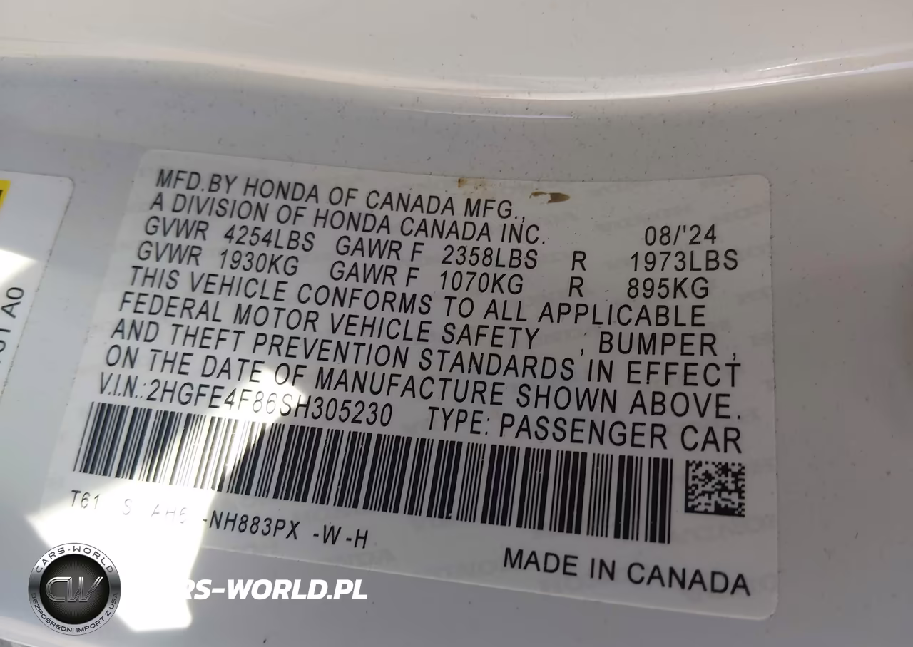 2025 Honda Civic Hybrid VIN:2HGFE4F86SH305230 - 9