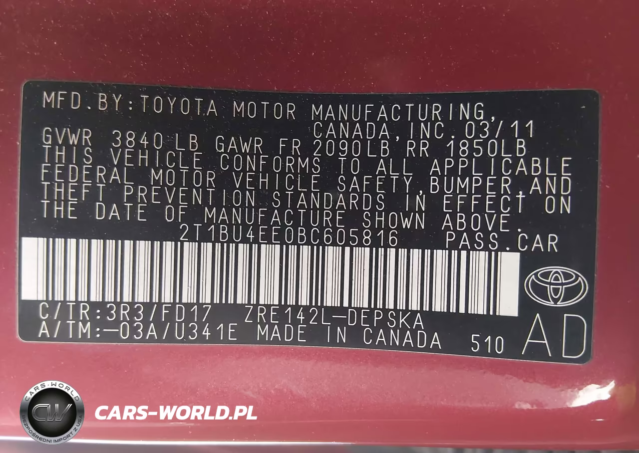 2011 Toyota Corolla S VIN:2T1BU4EE0BC605816 - 9