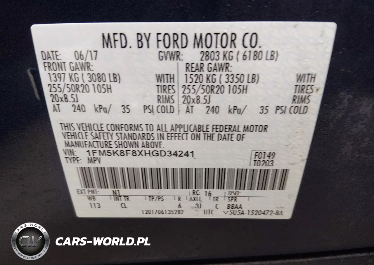 2017 Ford Explorer Limited VIN:1FM5K8F8XHGD34241 - 9