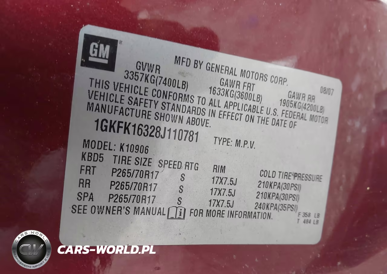 2008 GMC Yukon Xl 1500 Slt VIN:1GKFK16328J110781 - 9