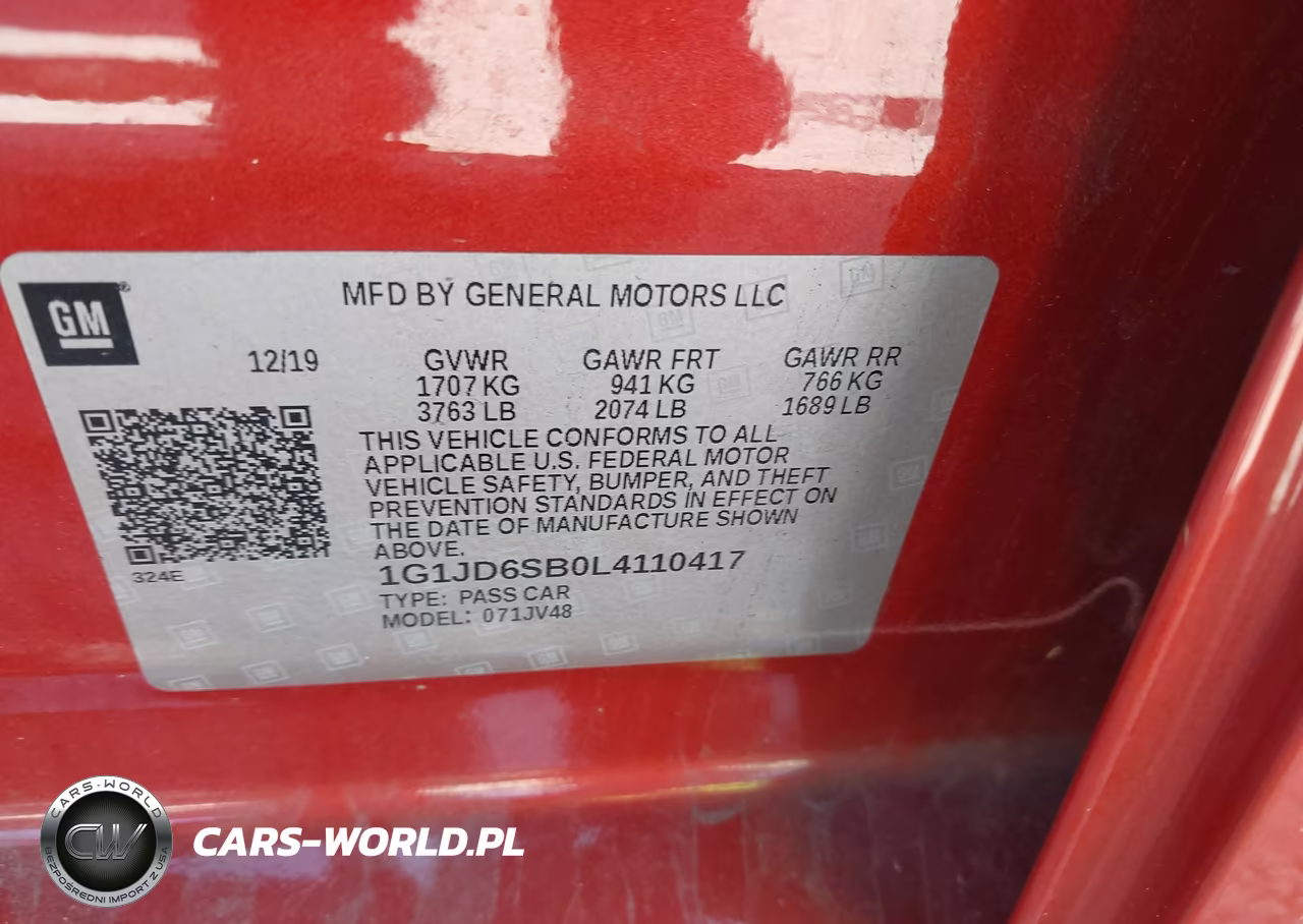 2020 Chevrolet Sonic Fwd Lt 5-Door VIN:1G1JD6SB0L4110417 - 9