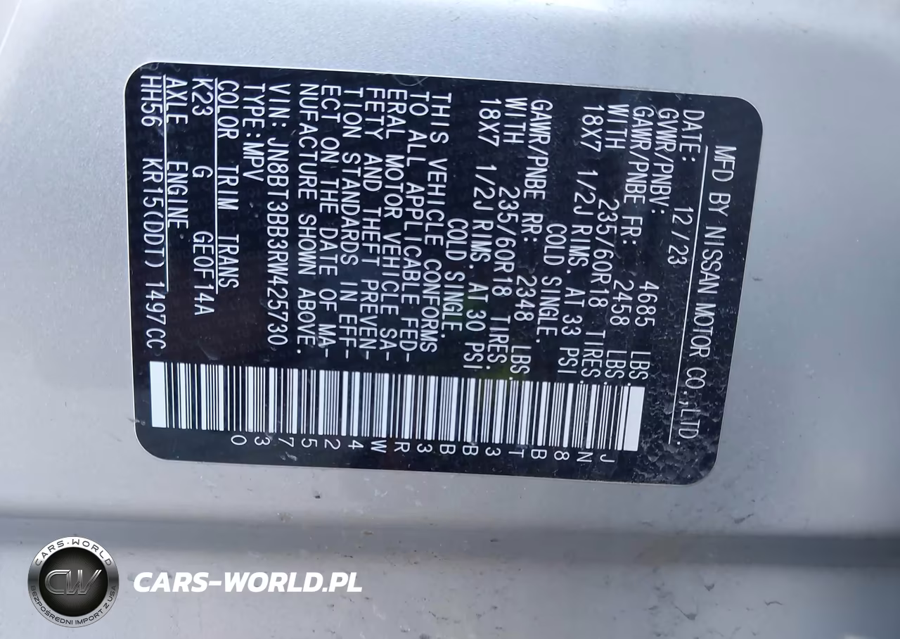 2024 Nissan Rogue Sv Intelligent Awd VIN:JN8BT3BB3RW425730 - 9