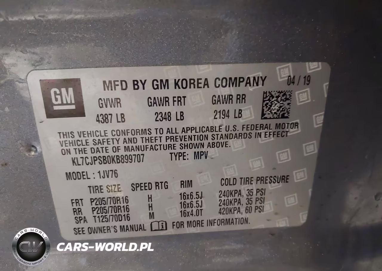 2019 Chevrolet Trax Lt VIN:KL7CJPSB0KB899707 - 9