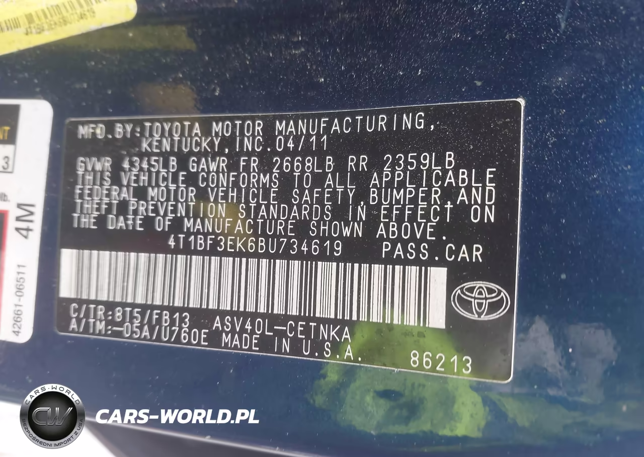 2011 Toyota Camry Le VIN:4T1BF3EK6BU734619 - 9