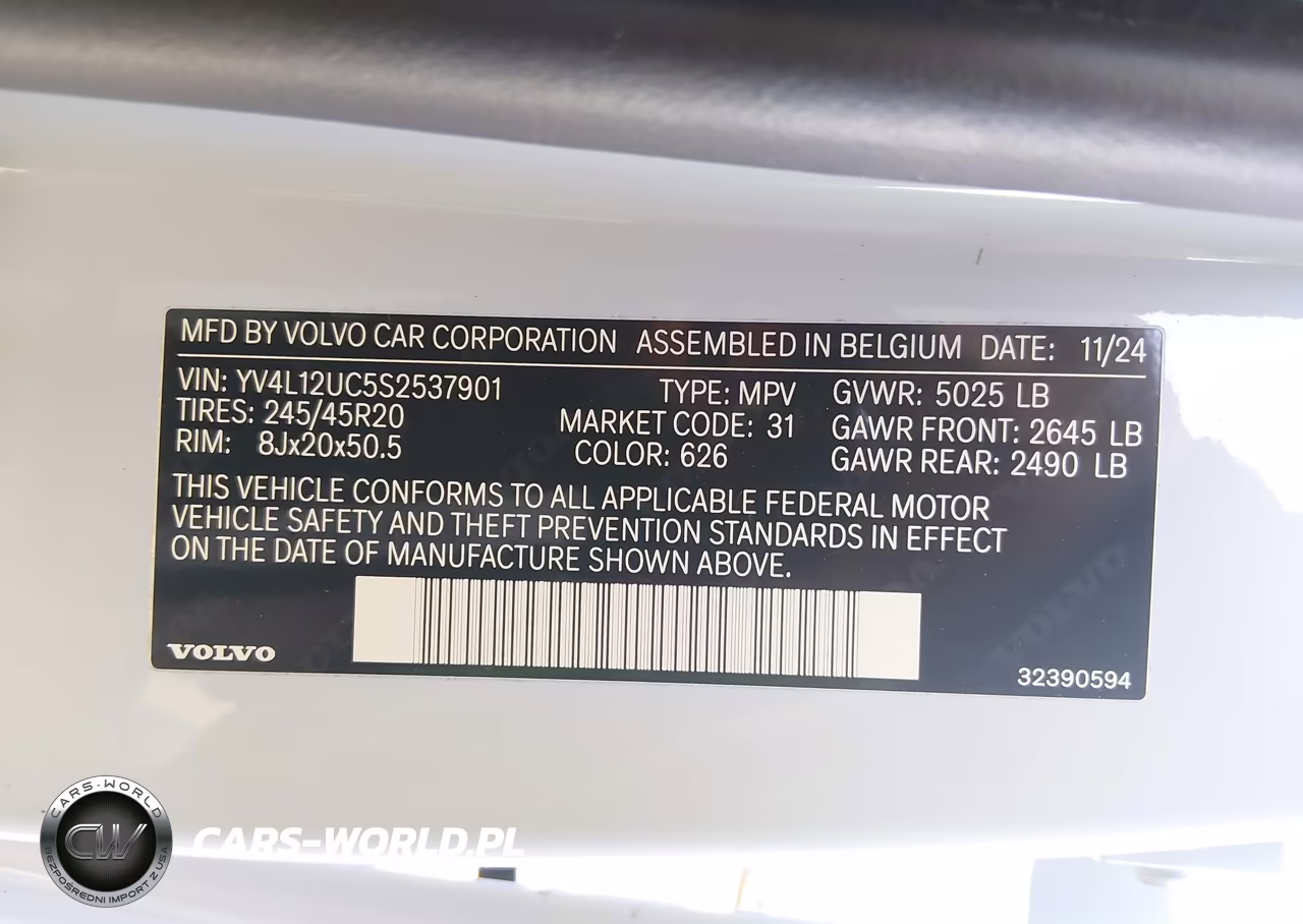 2025 Volvo Xc40 B5 Plus Dark Theme VIN:YV4L12UC5S2537901 - 9