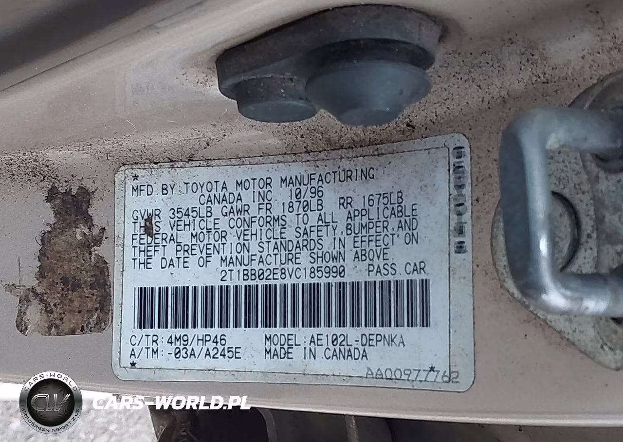 1997 Toyota Corolla Dx VIN:2T1BB02E8VC185990 - 9
