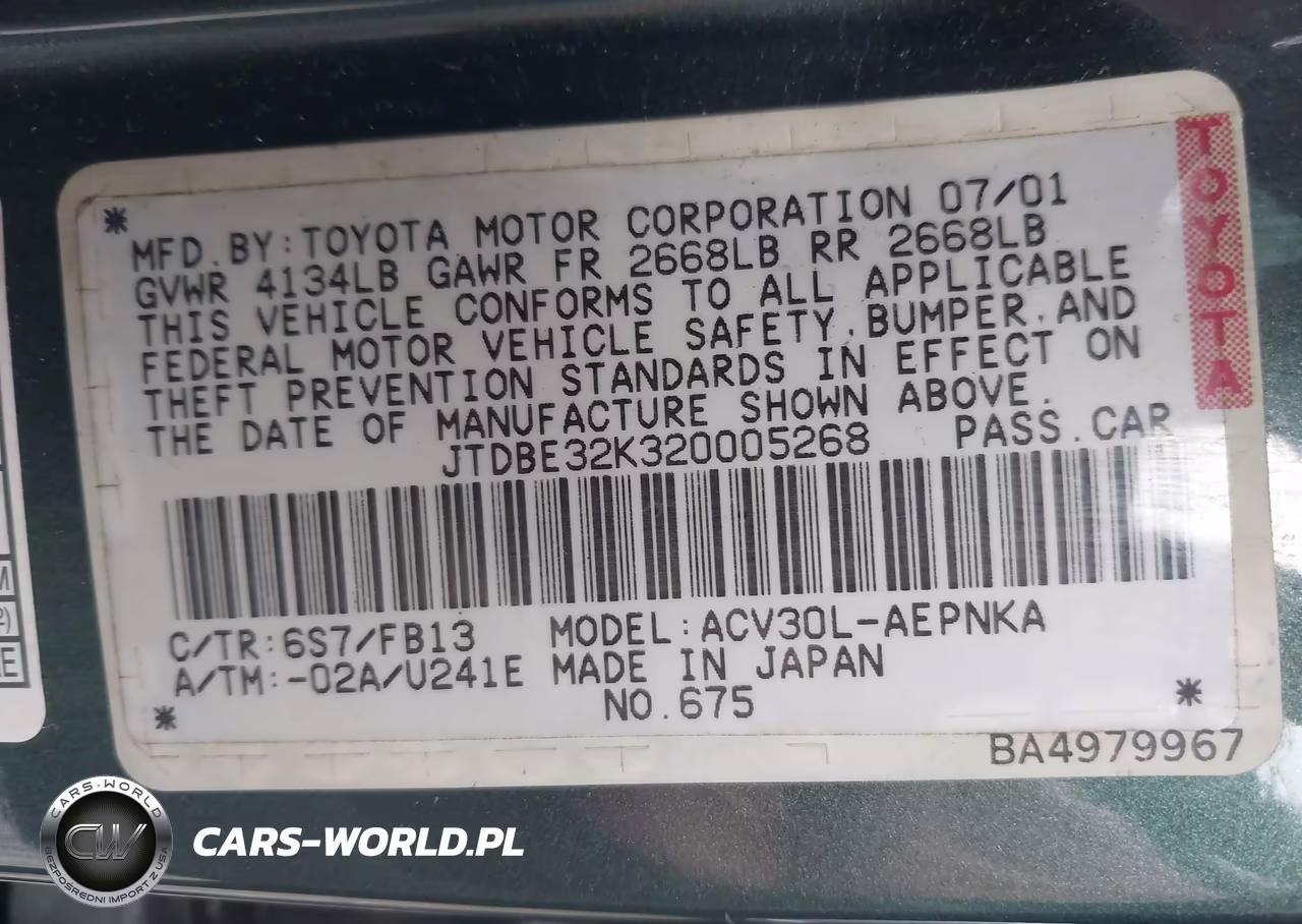 2002 Toyota Camry Le VIN:JTDBE32K320005268 - 9