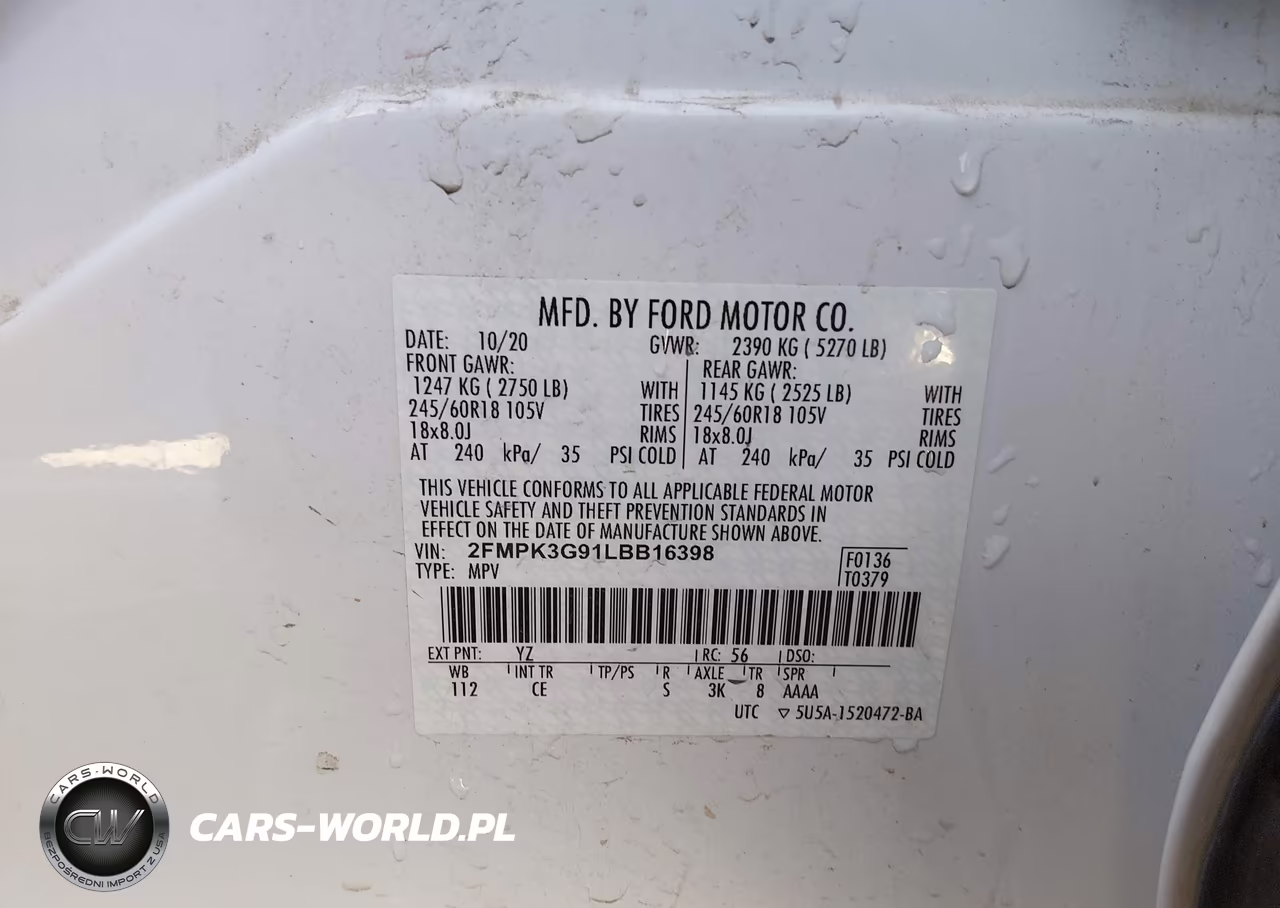 2020 Ford Edge Se VIN:2FMPK3G91LBB16398 - 9
