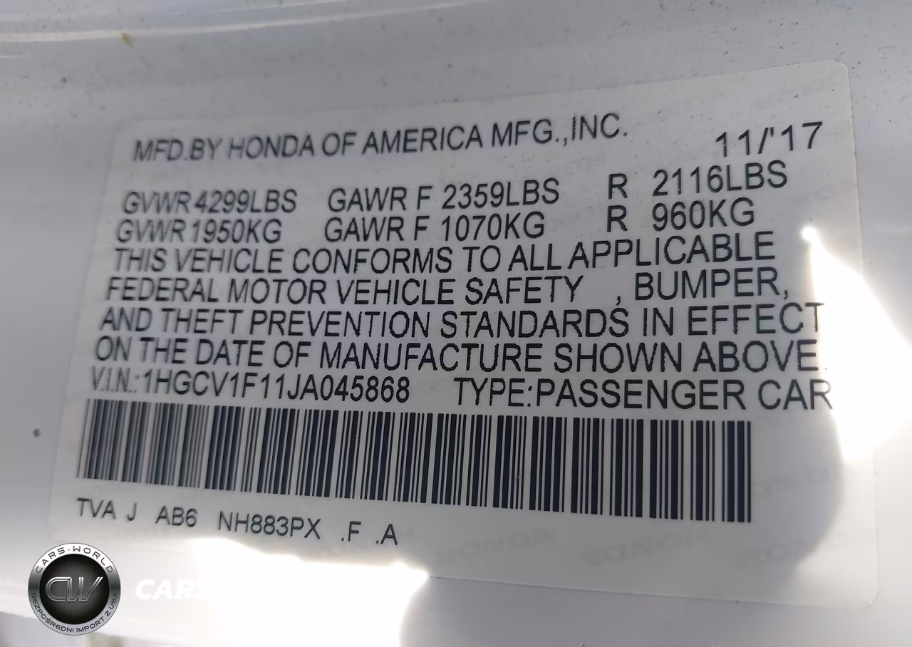 2018 Honda Accord Lx VIN:1HGCV1F11JA045868 - 9