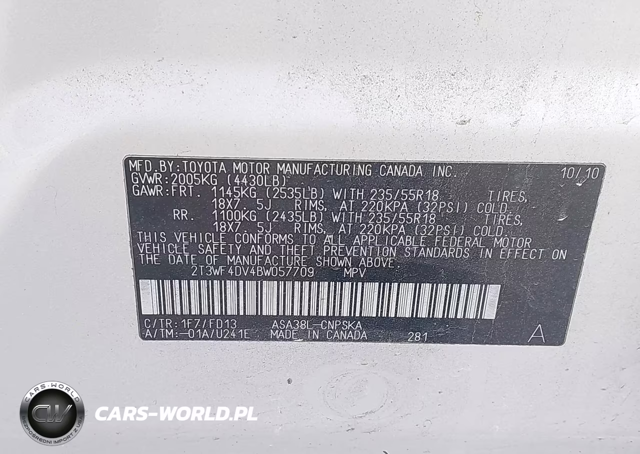2011 Toyota Rav4 Sport VIN:2T3WF4DV4BW057709 - 9