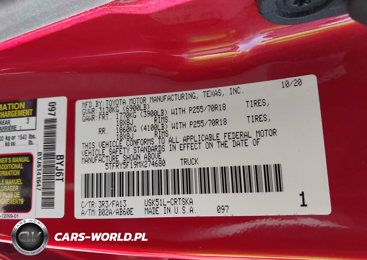 2021 Toyota Tundra Sr VIN:5TFRY5F19MX274680 - 9