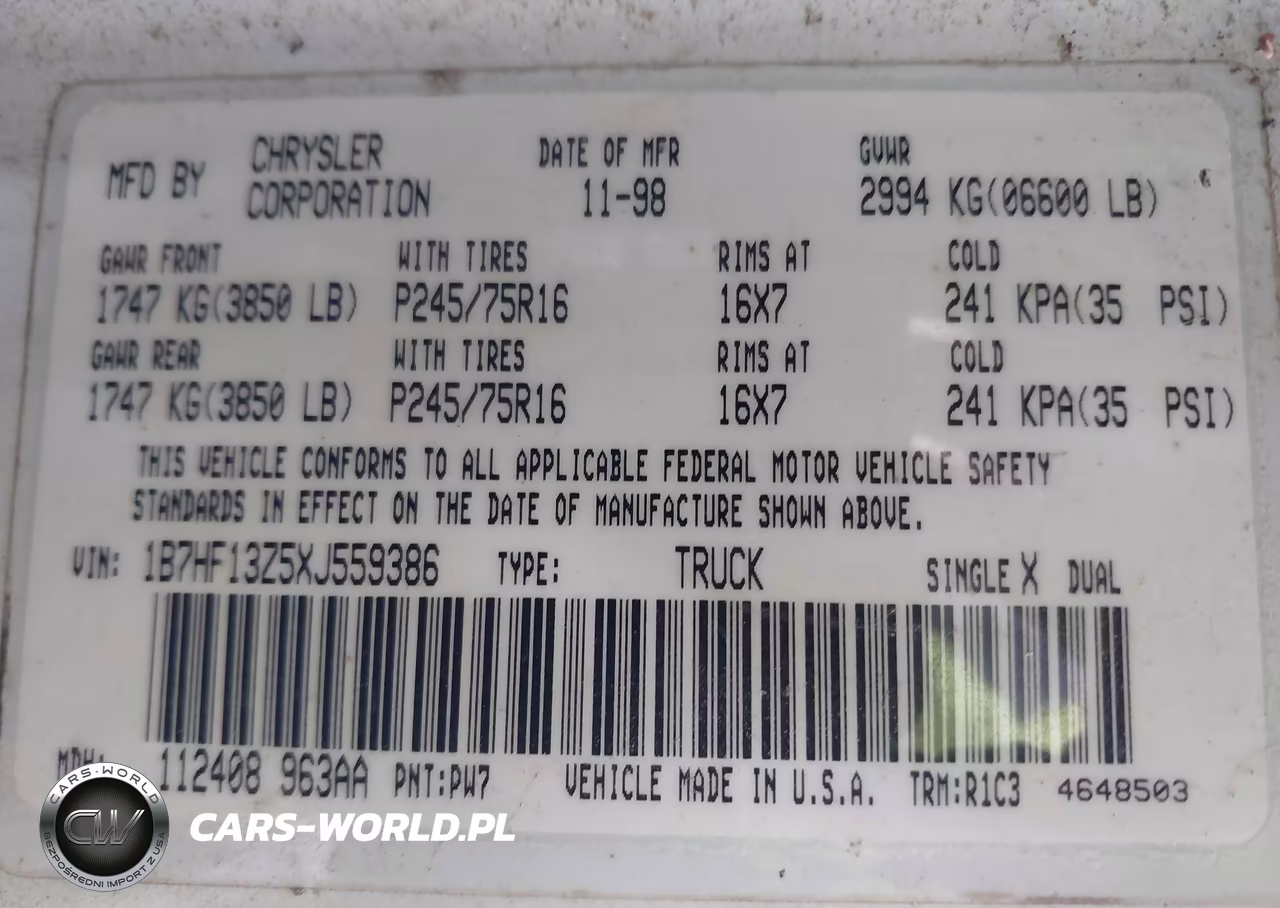 1999 Dodge Ram 1500 St VIN:1B7HF13Z5XJ559386 - 9