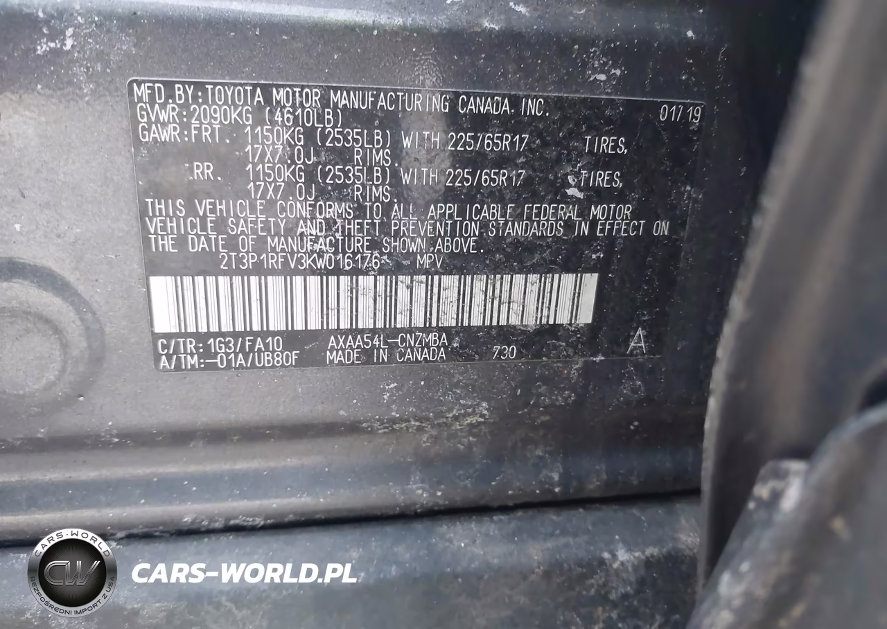 2019 Toyota Rav4 Xle VIN:2T3P1RFV3KW016176 - 9