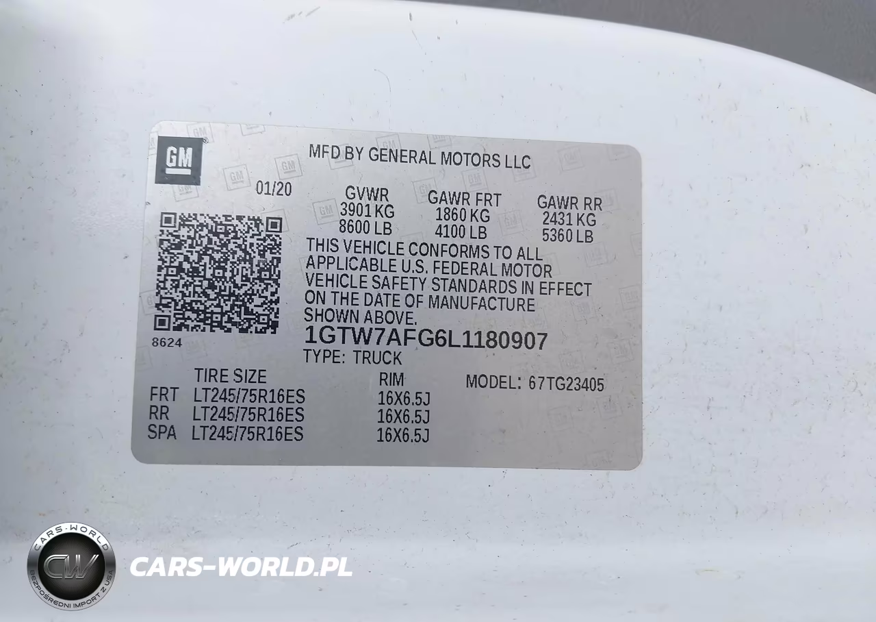 2020 GMC Savana Cargo Rwd 2500 Regular Wheelbase Work Van VIN:1GTW7AFG6L1180907 - 9