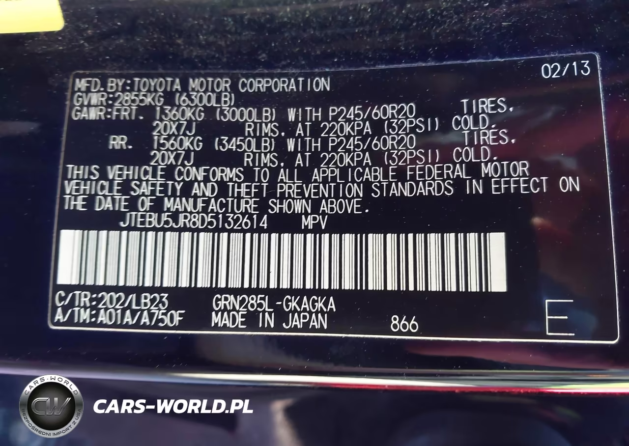 2013 Toyota 4Runner Limited VIN:JTEBU5JR8D5132614 - 9