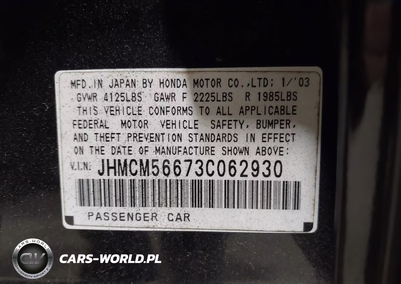 2003 Honda Accord 2.4 Ex VIN:JHMCM56673C062930 - 9