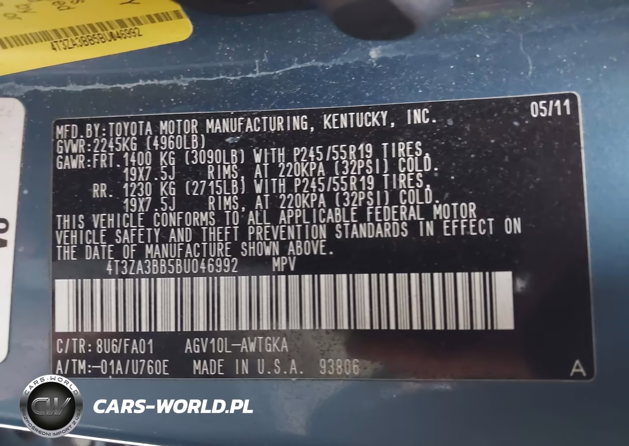 2011 Toyota Venza VIN:4T3ZA3BB5BU046992 - 9