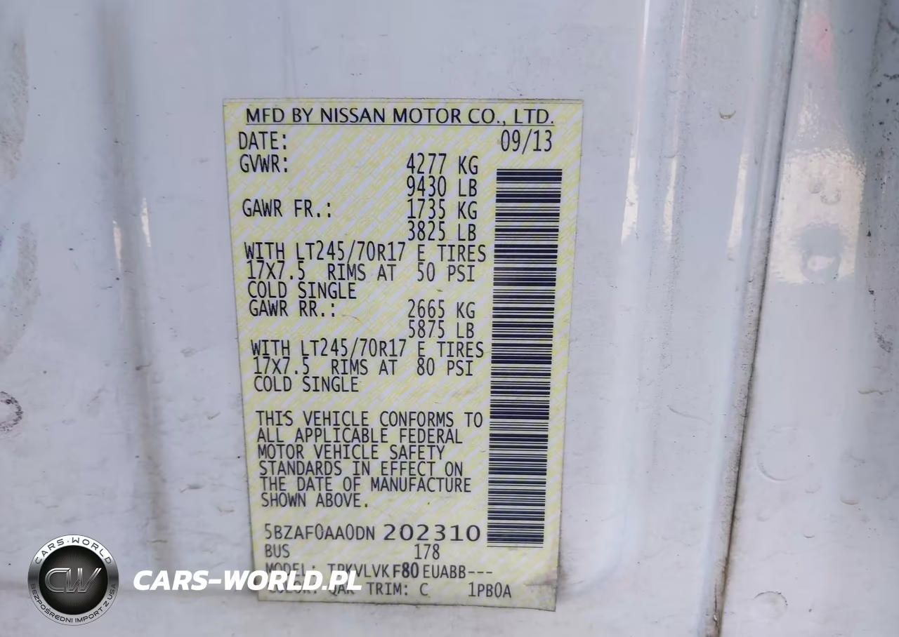 2013 Nissan Nv Passenger Nv3500 Hd Sl V8 VIN:5BZAF0AA0DN202310 - 9