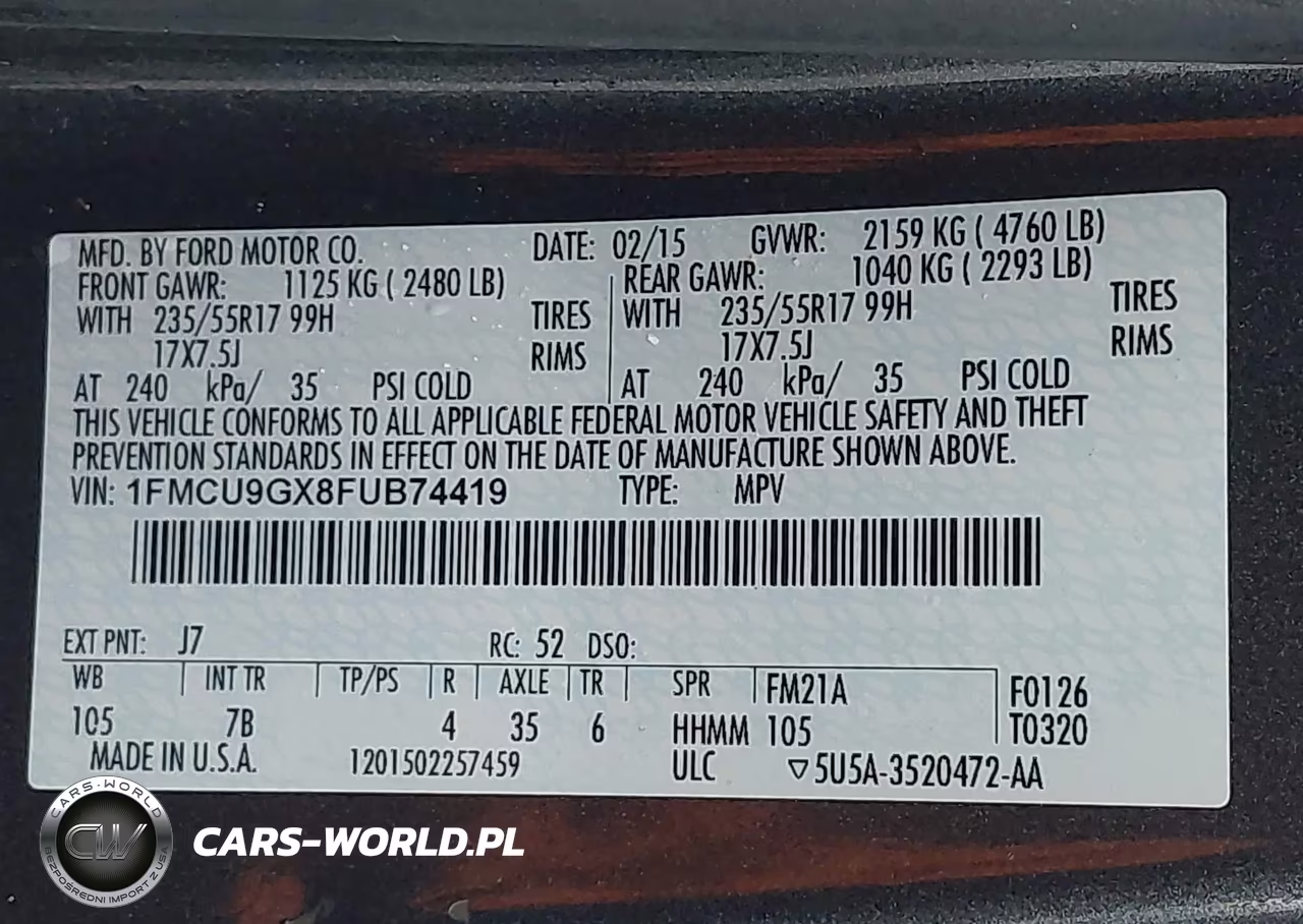2015 Ford Escape Se VIN:1FMCU9GX8FUB74419 - 9