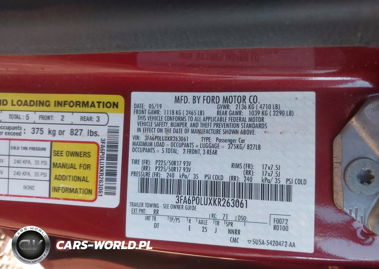 2019 Ford Fusion Hybrid Se VIN:3FA6P0LUXKR263061 - 9