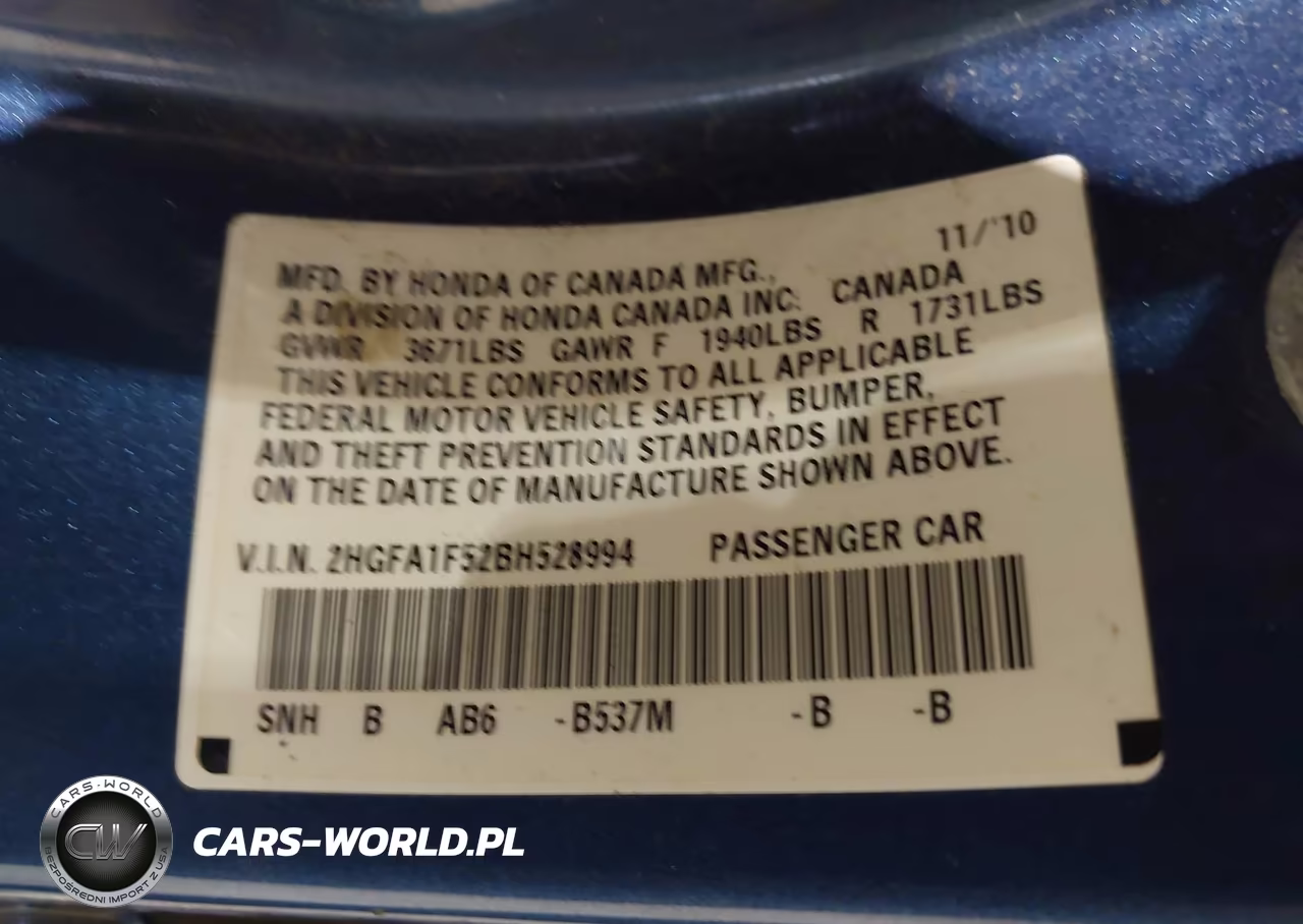 2011 Honda Civic Lx VIN:2HGFA1F52BH528994 - 9