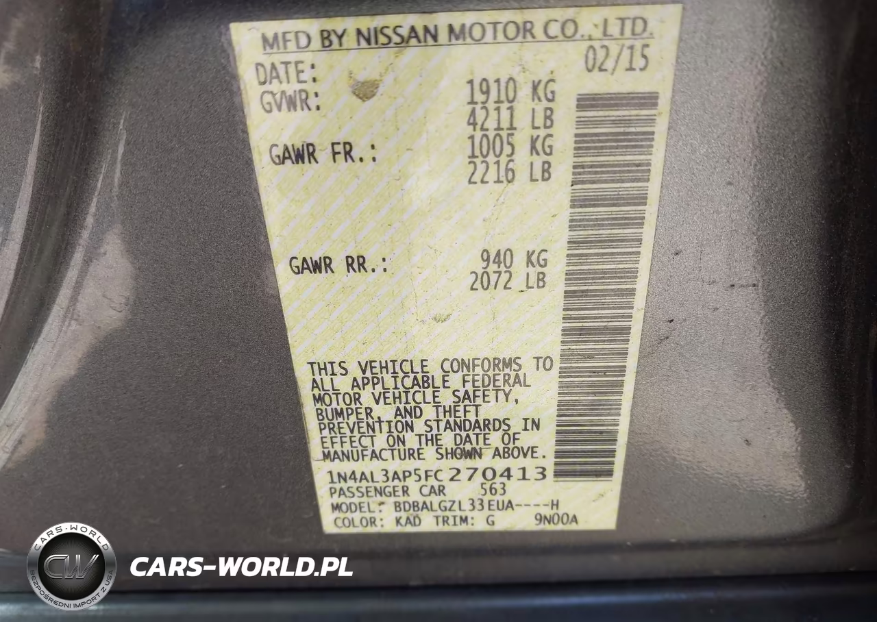 2015 Nissan Altima 2.5 S VIN:1N4AL3AP5FC270413 - 9