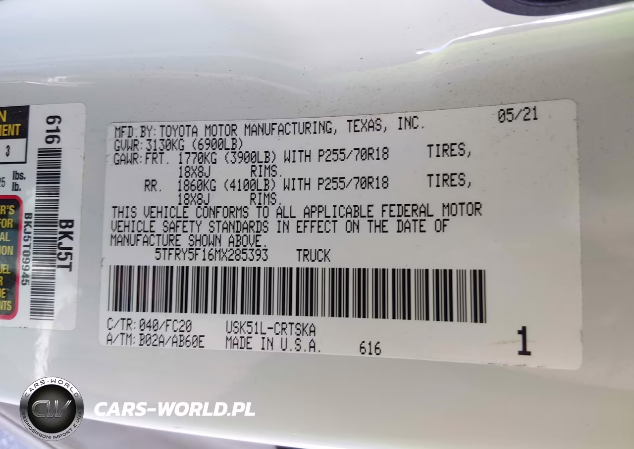 2021 Toyota Tundra Sr5 VIN:5TFRY5F16MX285393 - 9