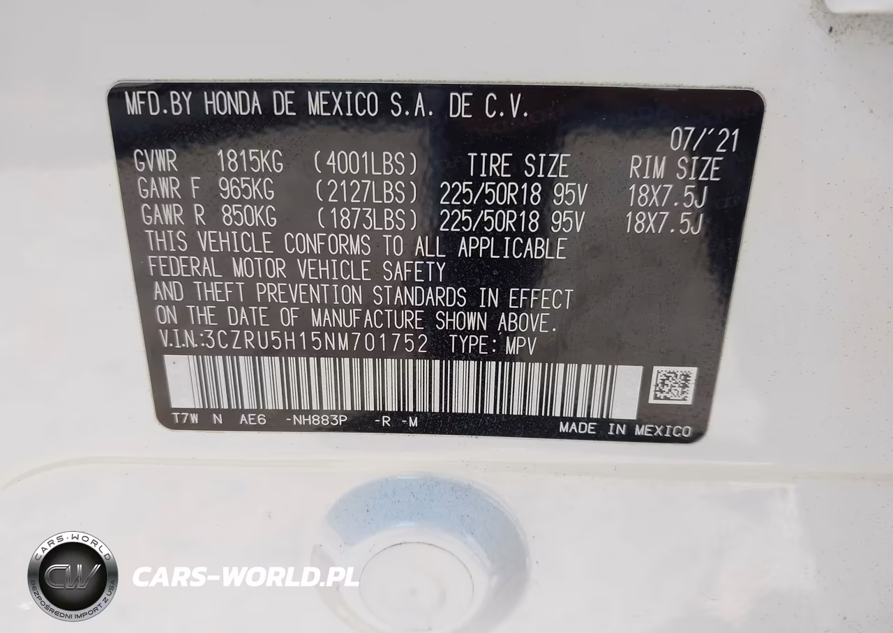 2022 Honda Hr-V 2Wd Sport VIN:3CZRU5H15NM701752 - 9