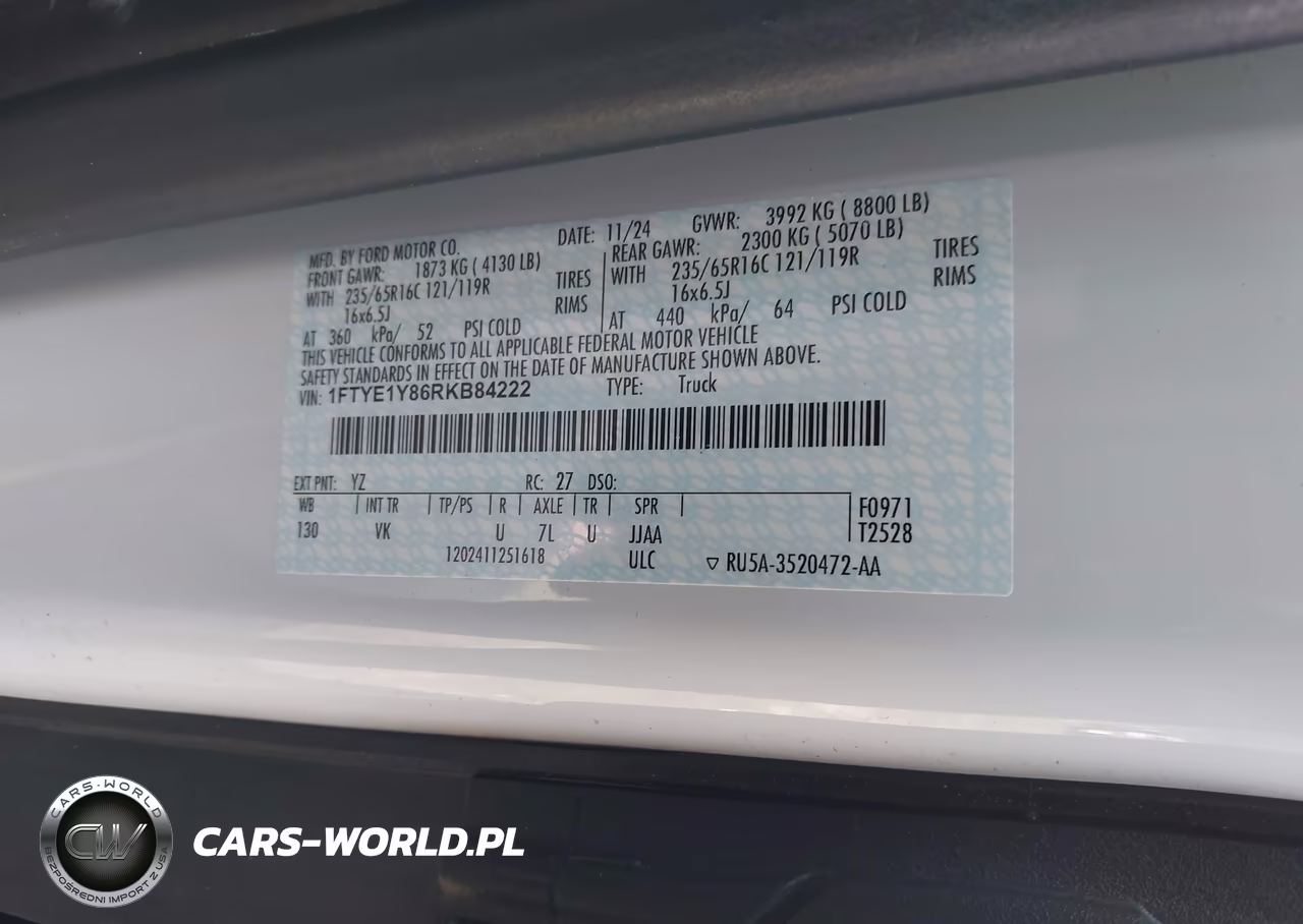 2024 Ford Transit-150 VIN:1FTYE1Y86RKB84222 - 9