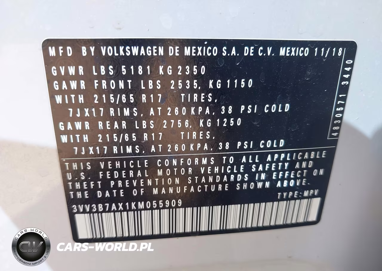 2019 Volkswagen Tiguan 2.0T Se-2.0T Sel-2.0T Sel R-Line-2.0T Sel R-Line Black VIN:3VV3B7AX1KM055909 - 9