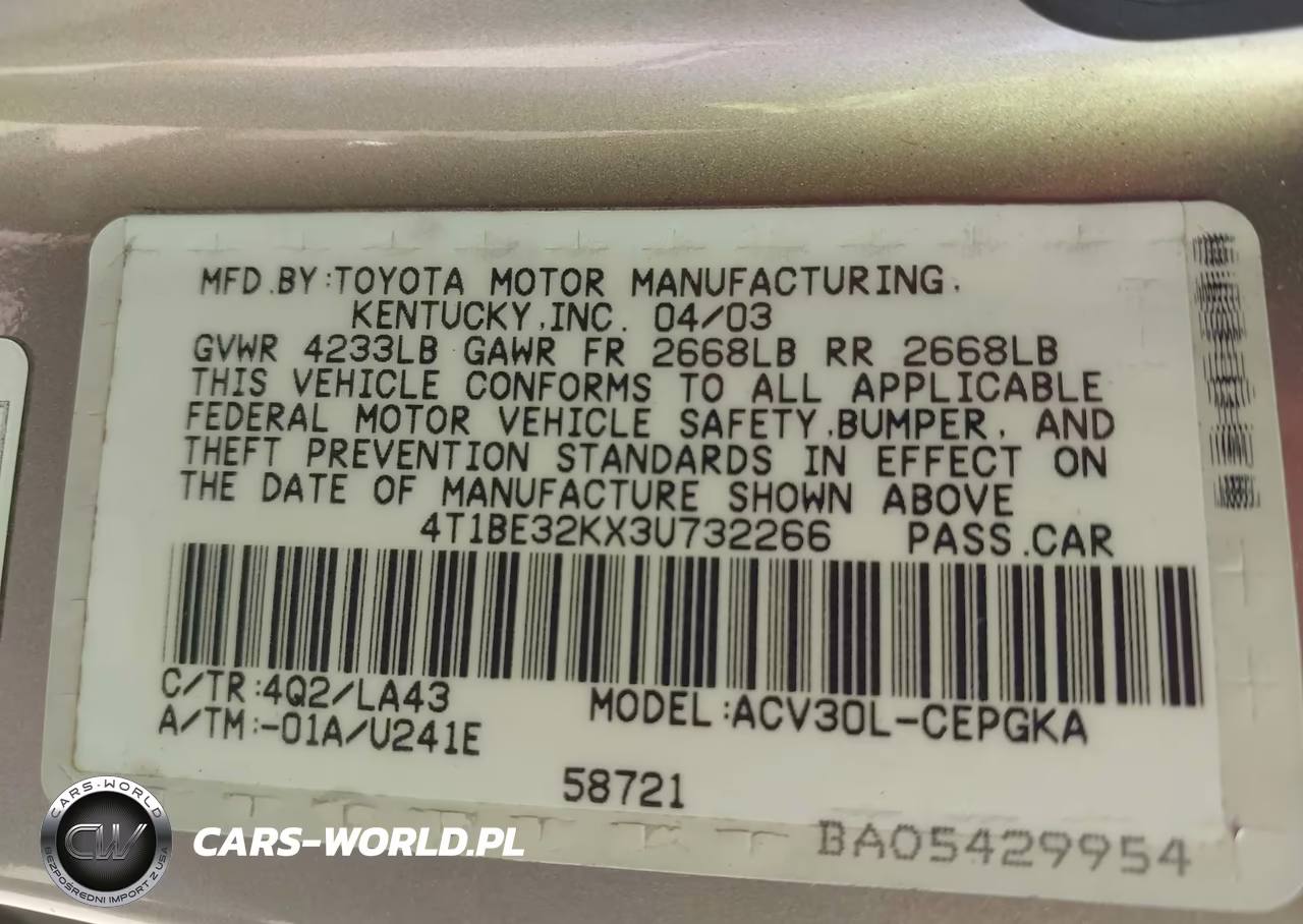 2003 Toyota Camry Xle VIN:4T1BE32KX3U732266 - 9