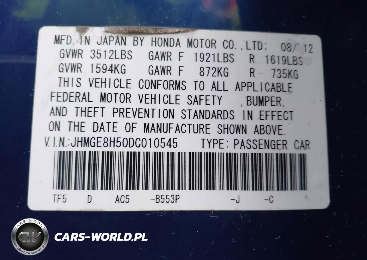 2013 Honda Fit Sport VIN:JHMGE8H50DC010545 - 9