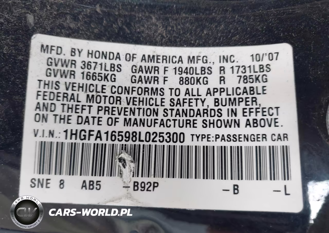 2008 Honda Civic Lx VIN:1HGFA16598L025300 - 9