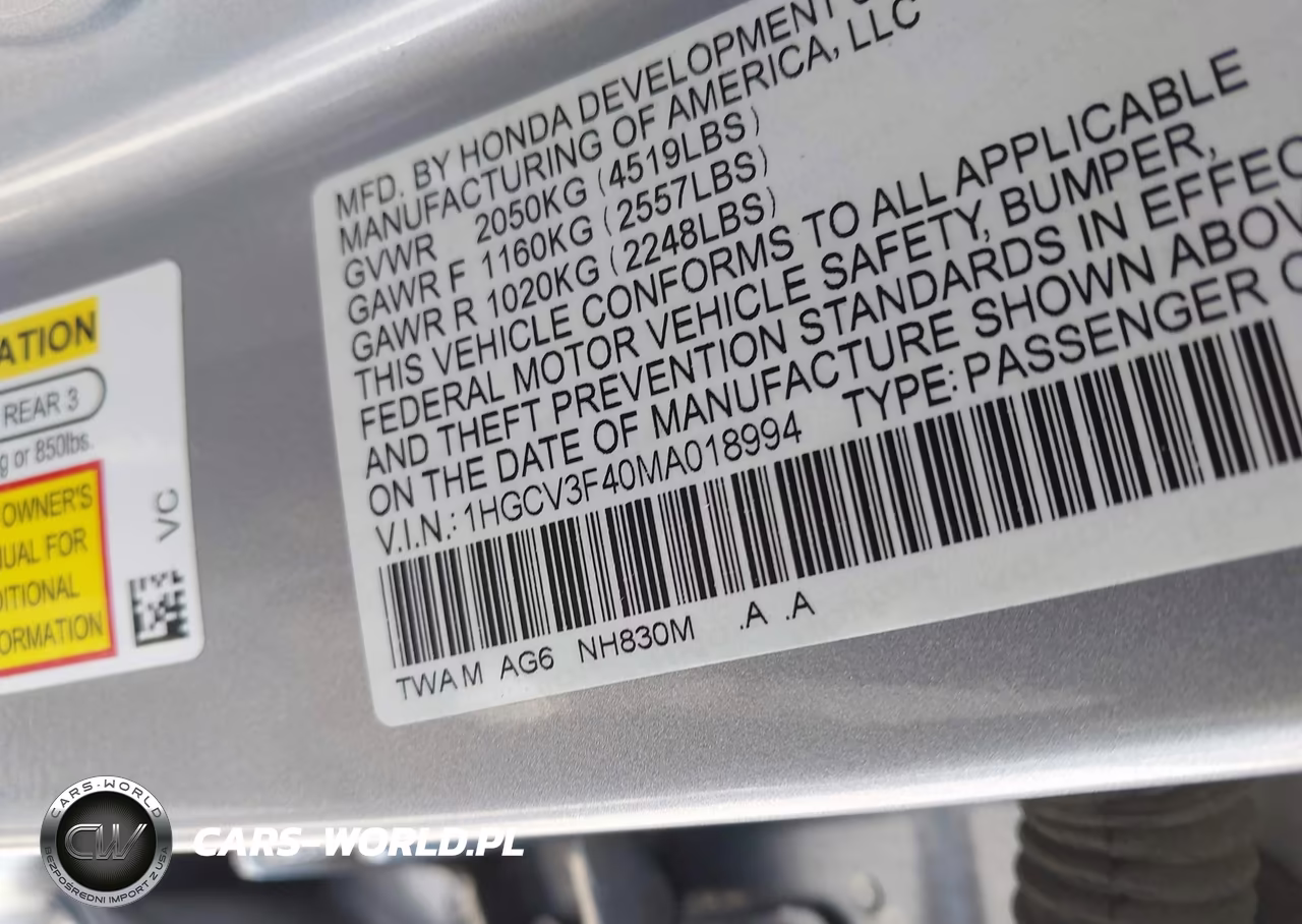 2021 Honda Accord Hybrid Ex VIN:1HGCV3F40MA018994 - 9