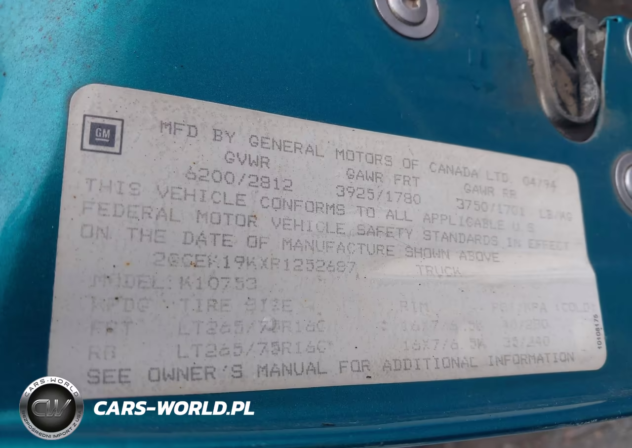 1994 Chevrolet Gmt-400 K1500 VIN:2GCEK19KXR1252687 - 9