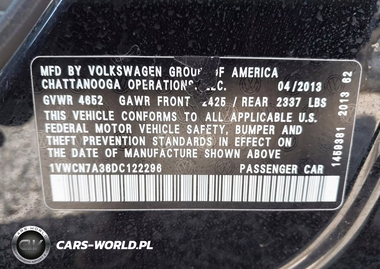 2013 Volkswagen Passat 2.0L Tdi Sel Premium VIN:1VWCN7A36DC122296 - 9