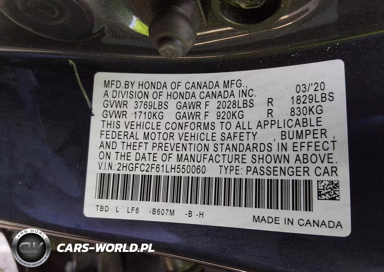 2020 Honda Civic Lx VIN:2HGFC2F61LH550060 - 9